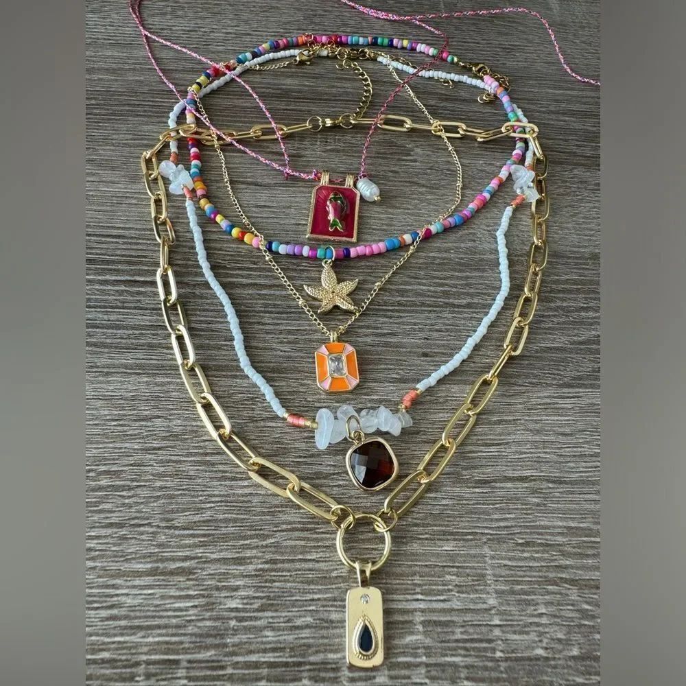 Colorful Layered Necklace Set N829 - Picture 2 of 6